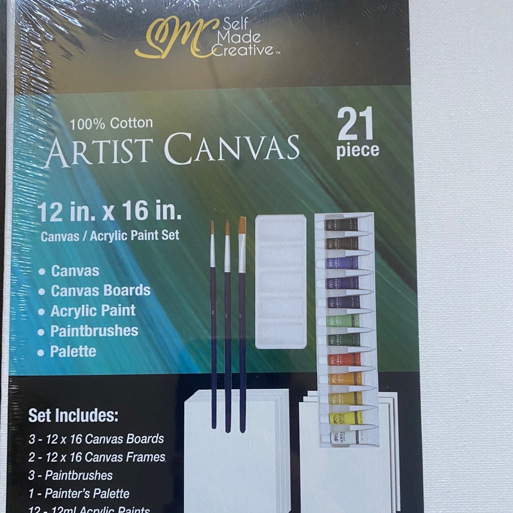 Self made creative canvas and acrylics set
